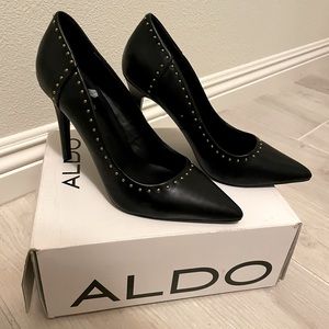 Aldo black pumps with gold hardware